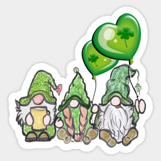 St Patrick's Day Cute Irish Lass Gnome and Shamrock Gnomes Sticker